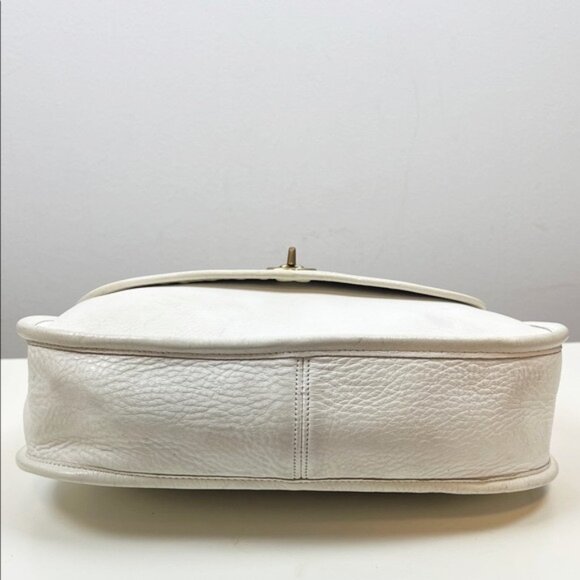 RARE Coach 80s Original NYC Crescent Saddle White Leather Turn Lock Crossbody - Picture 10 of 16